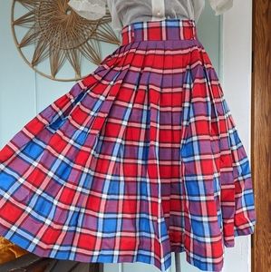 Vintage Plaid A-line Skirt